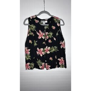 PINEAPPLE MOON 100% SILK HAWAIIAN BUTTON-UP TANK SIZE XL